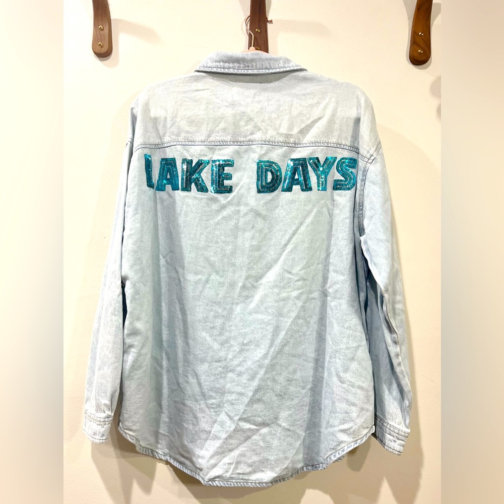 Nwot Risen Lake Days Sequin Button Down Boutique … - image 5